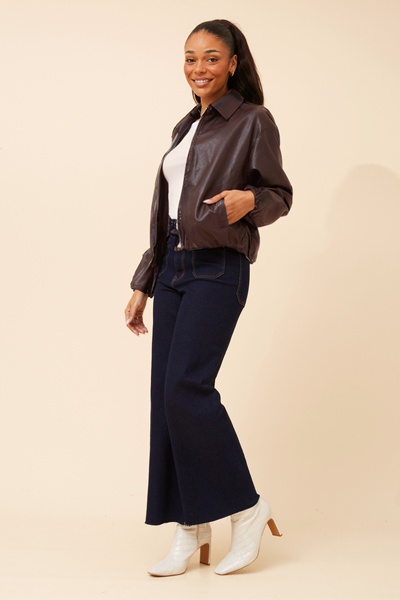 COLLETA SOLID VEGAN LEATHER JACKET