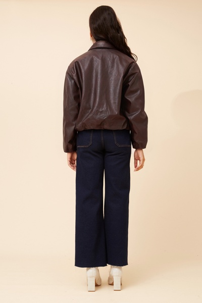 COLLETA SOLID VEGAN LEATHER JACKET