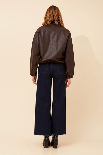 COLLETA SOLID VEGAN LEATHER JACKET
