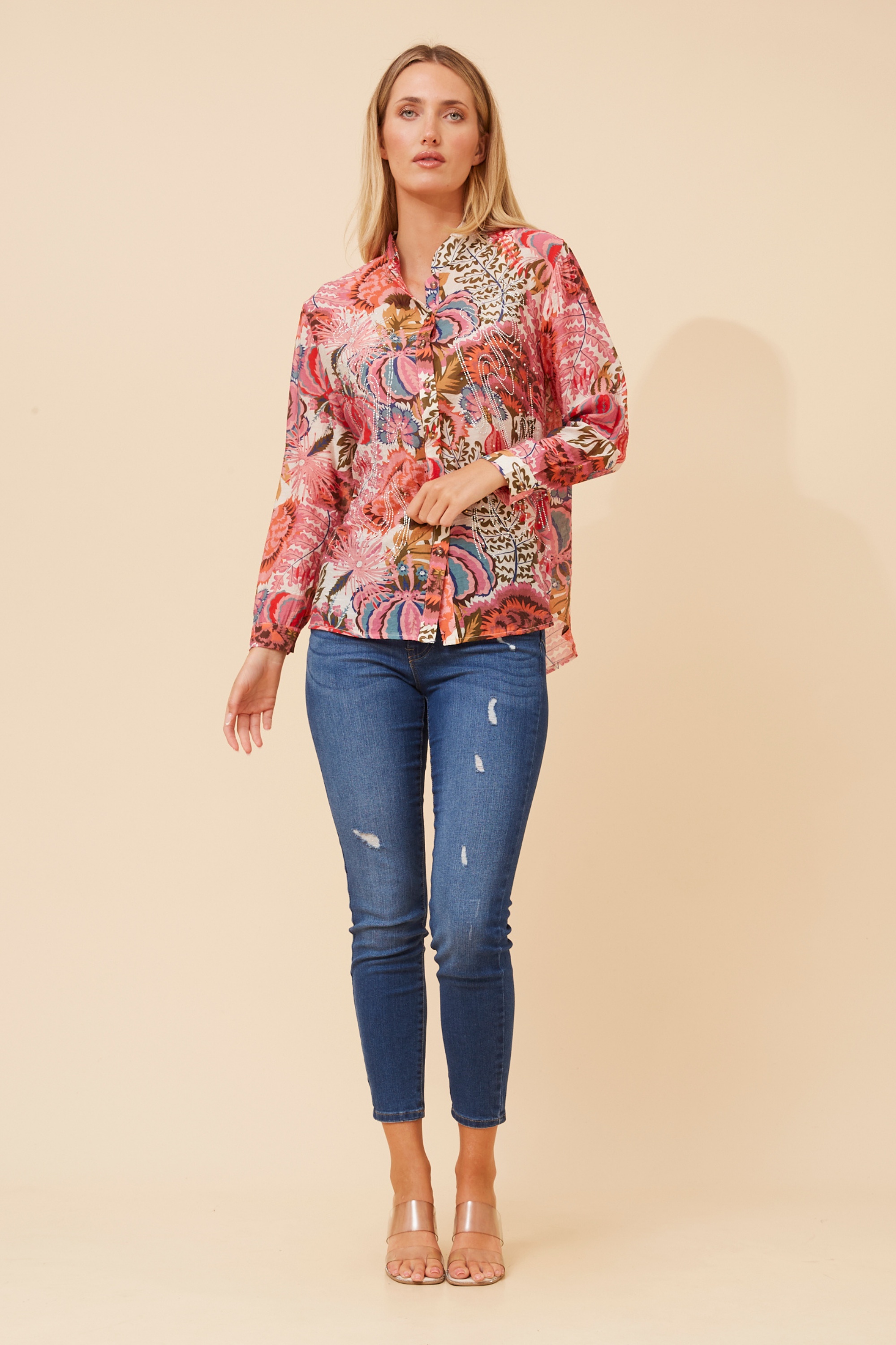 COREEN ABSTRACT PRINT BLOUSE