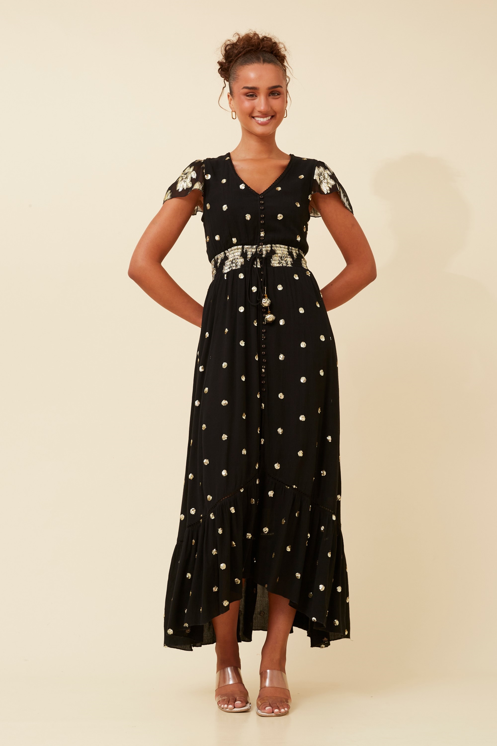 CORINNE SEQUIN MAXI DRESS