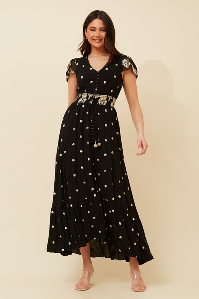 CORINNE SEQUIN MAXI DRESS