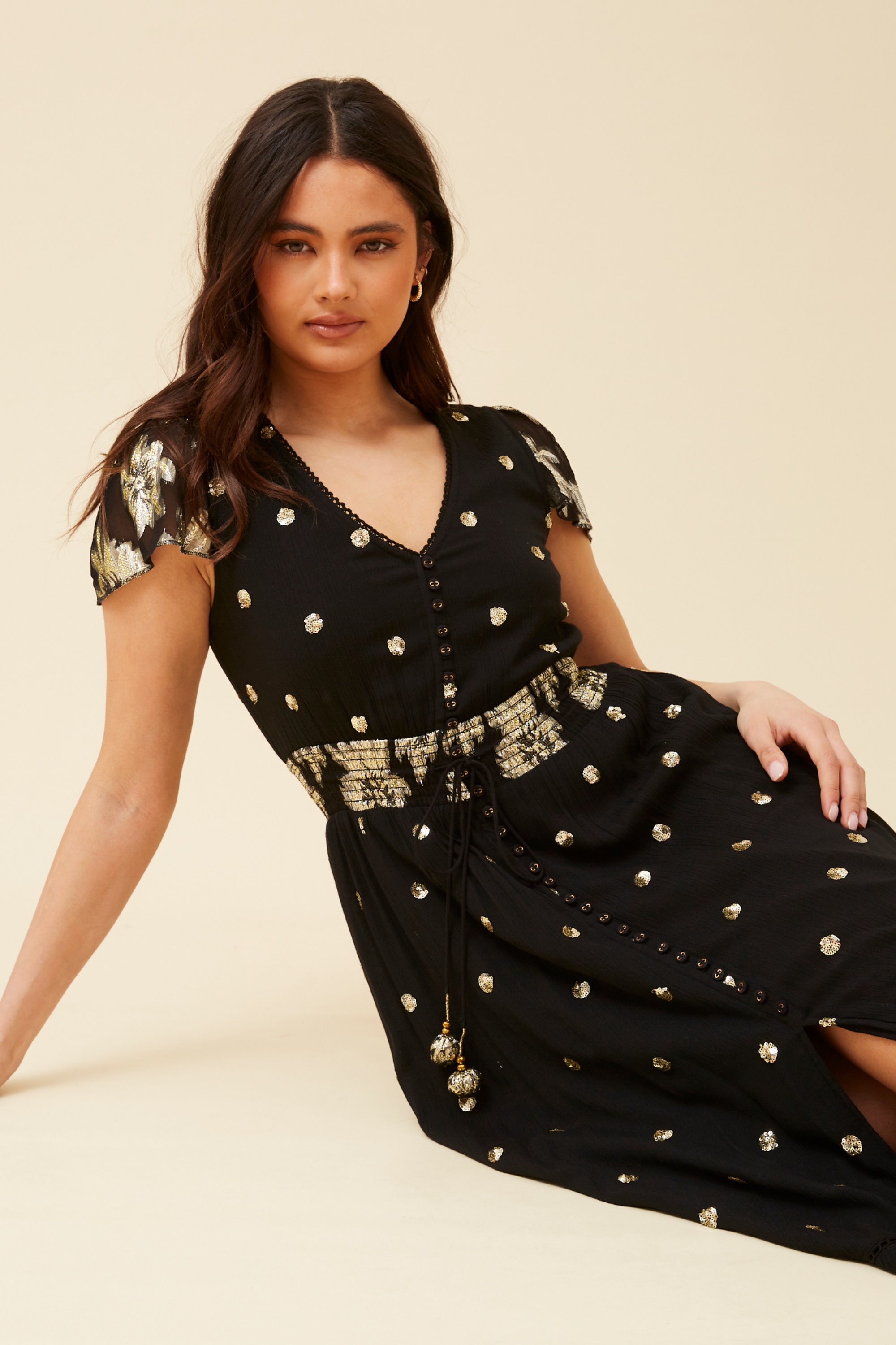 CORINNE SEQUIN MAXI DRESS