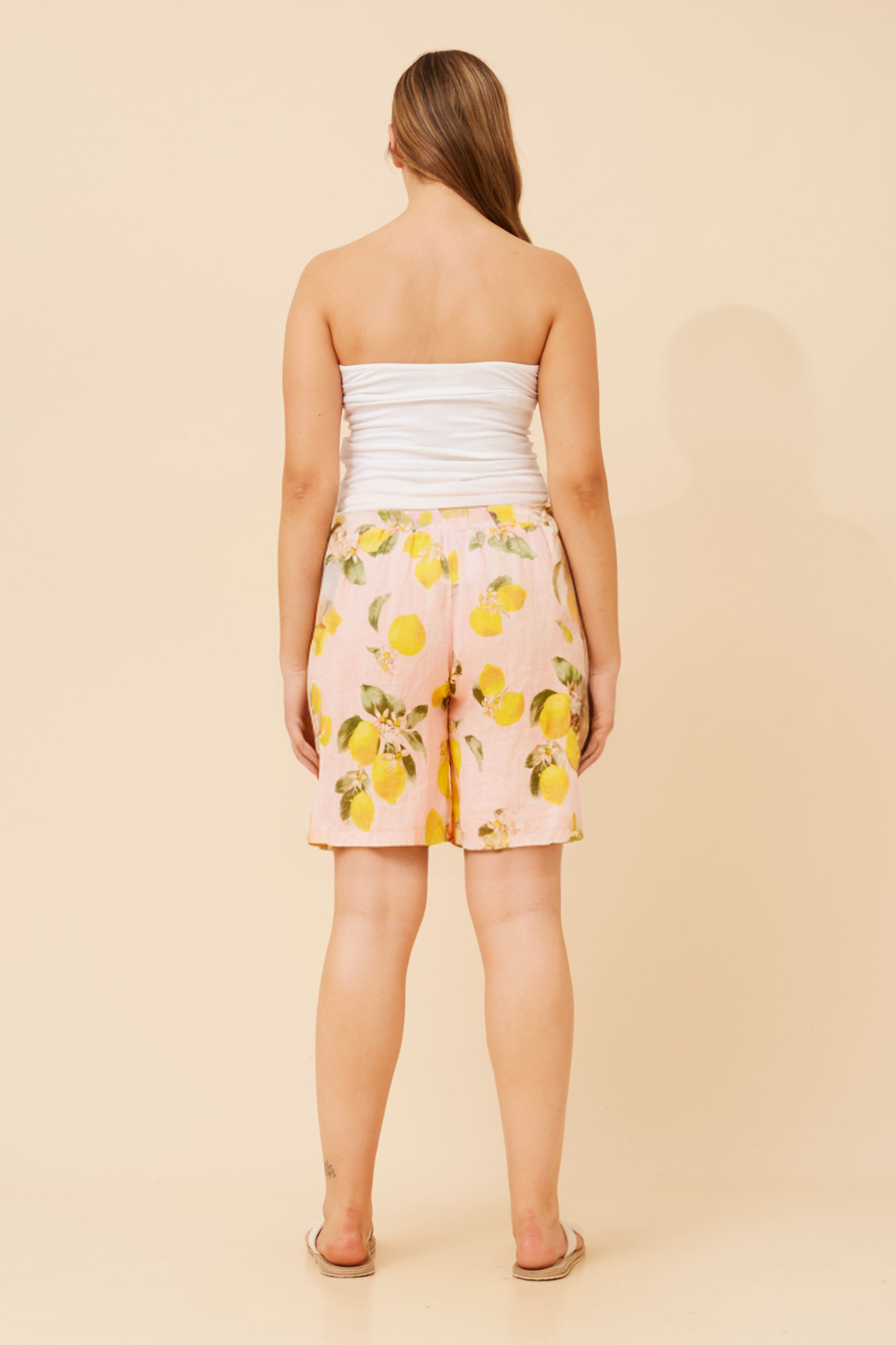 COSTANZA LEMON PRINT LINEN SHORTS