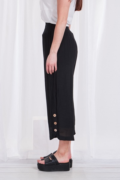 Crop pants with side button detail