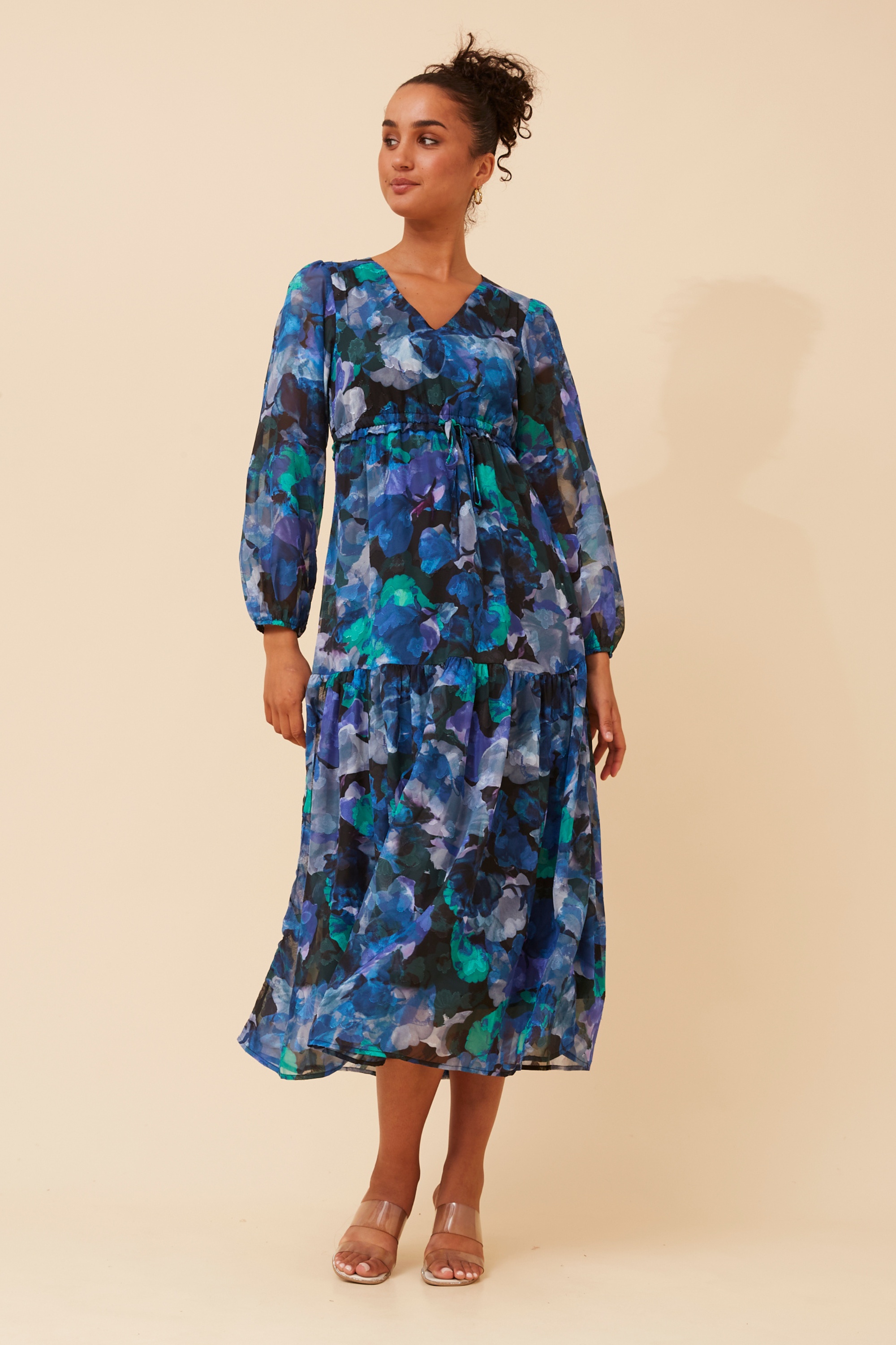 CRYSTELLE ABSTRACT PRINT MAXI DRESS