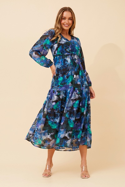 CRYSTELLE ABSTRACT PRINT MAXI DRESS