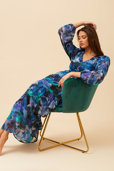 CRYSTELLE ABSTRACT PRINT MAXI DRESS