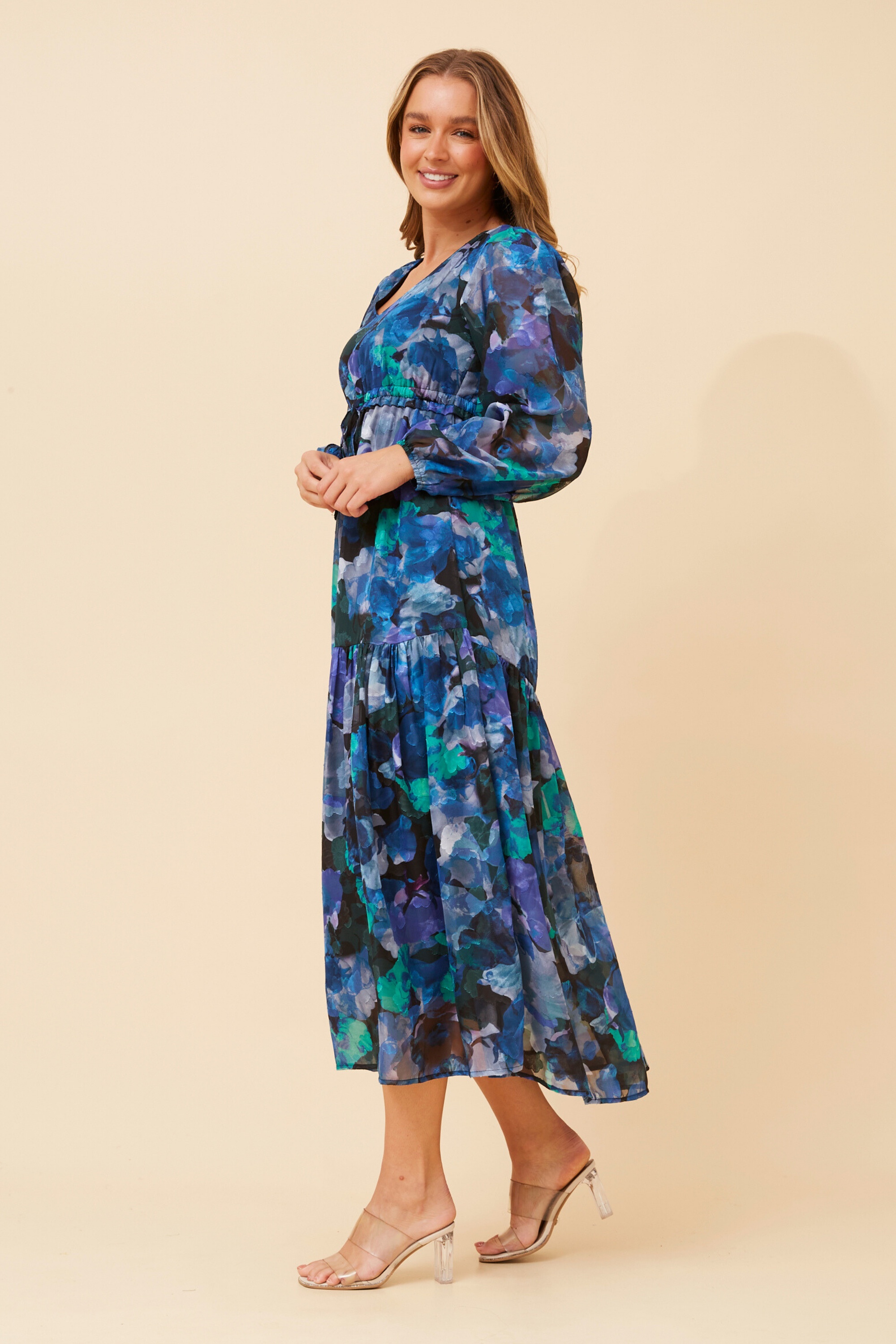 CRYSTELLE ABSTRACT PRINT MAXI DRESS