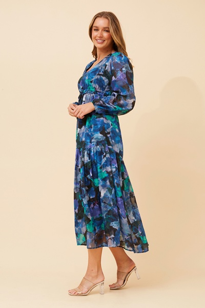CRYSTELLE ABSTRACT PRINT MAXI DRESS