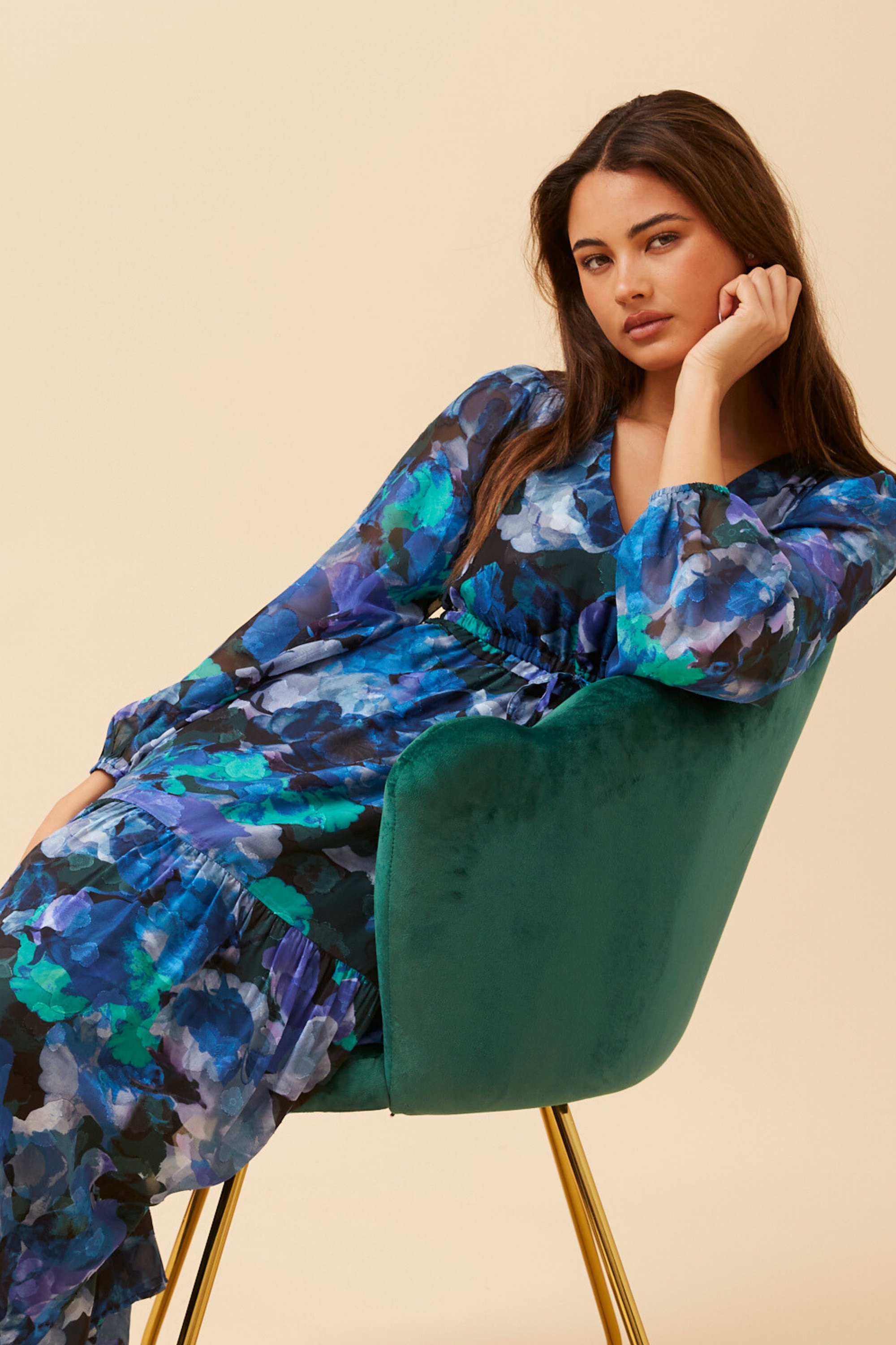 CRYSTELLE ABSTRACT PRINT MAXI DRESS