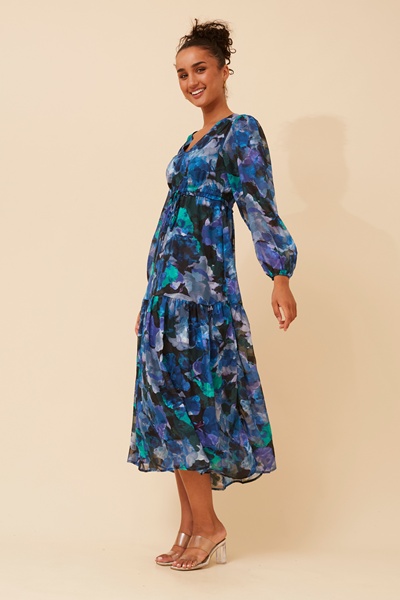 CRYSTELLE ABSTRACT PRINT MAXI DRESS