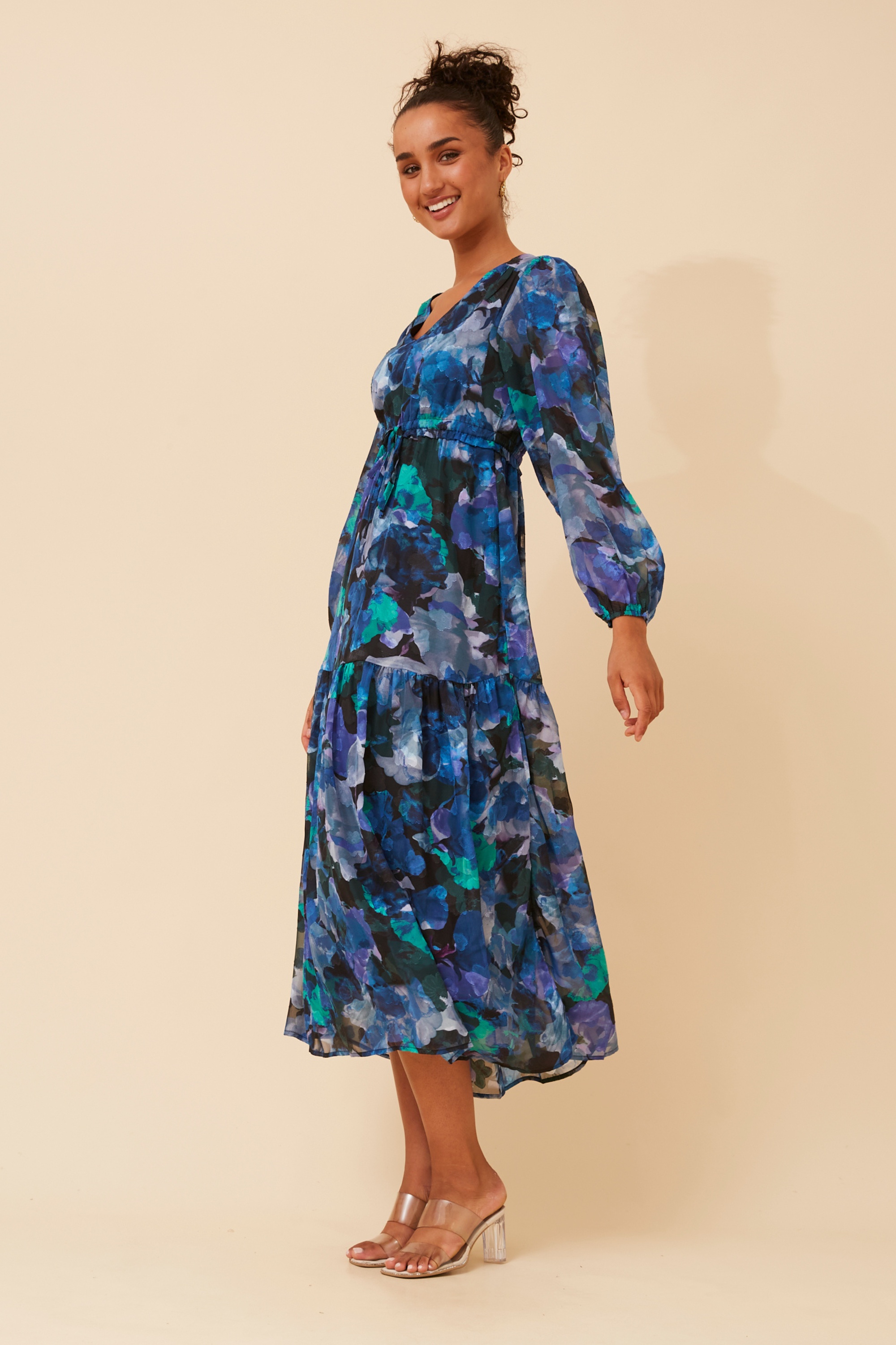 CRYSTELLE ABSTRACT PRINT MAXI DRESS