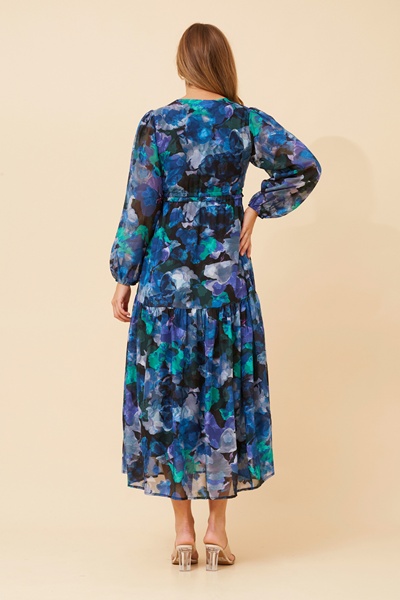 CRYSTELLE ABSTRACT PRINT MAXI DRESS