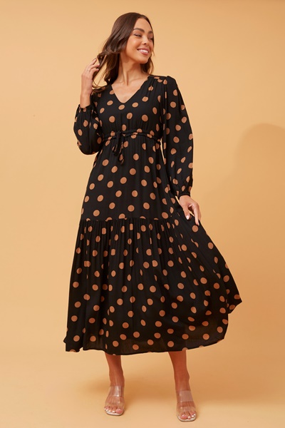 Crystelle polka dot maxi dress Buy Online Femme Connection