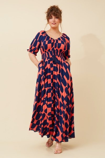 DAISY ABSTRACT PRINT MAXI DRESS