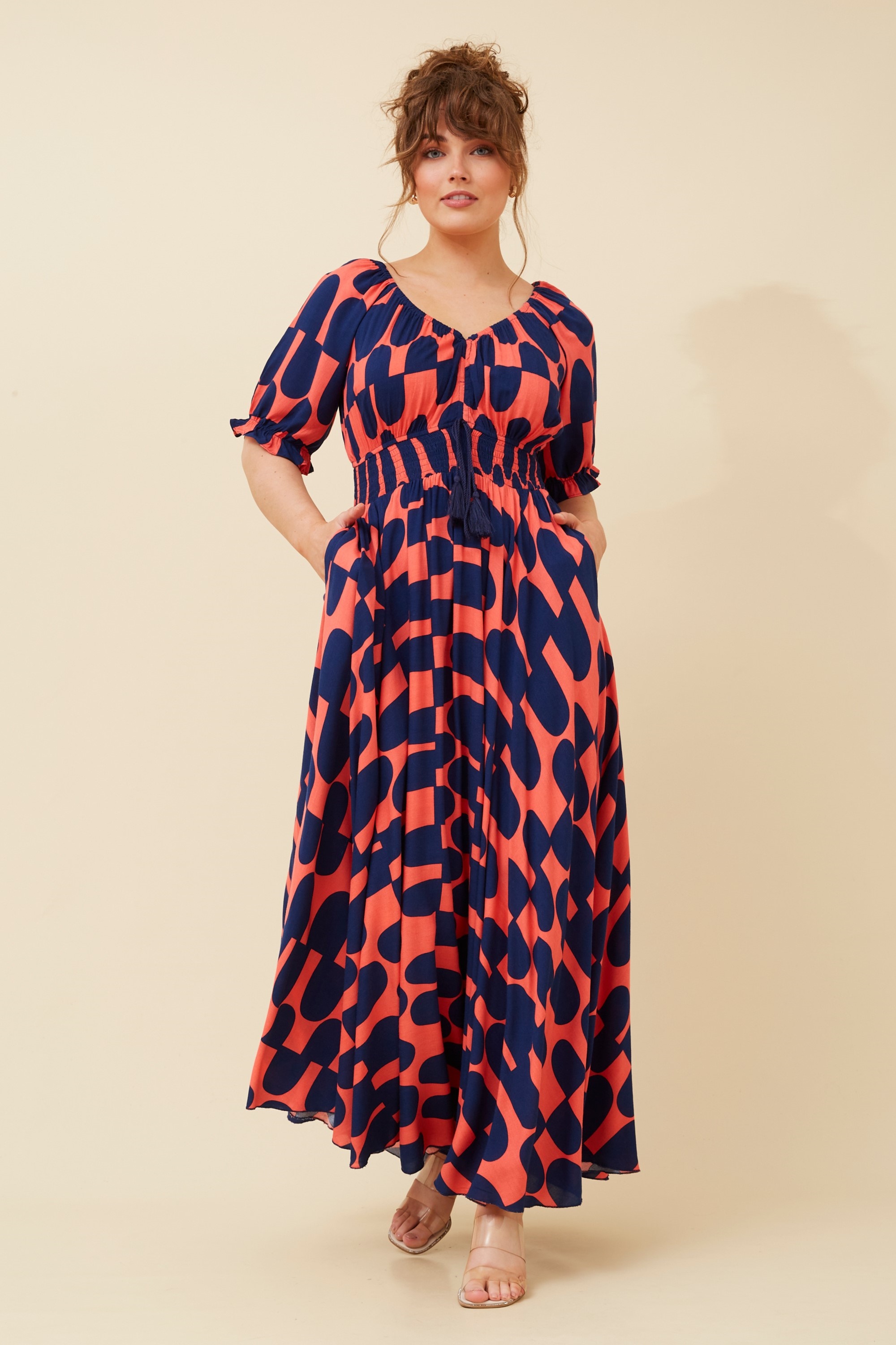 DAISY ABSTRACT PRINT MAXI DRESS