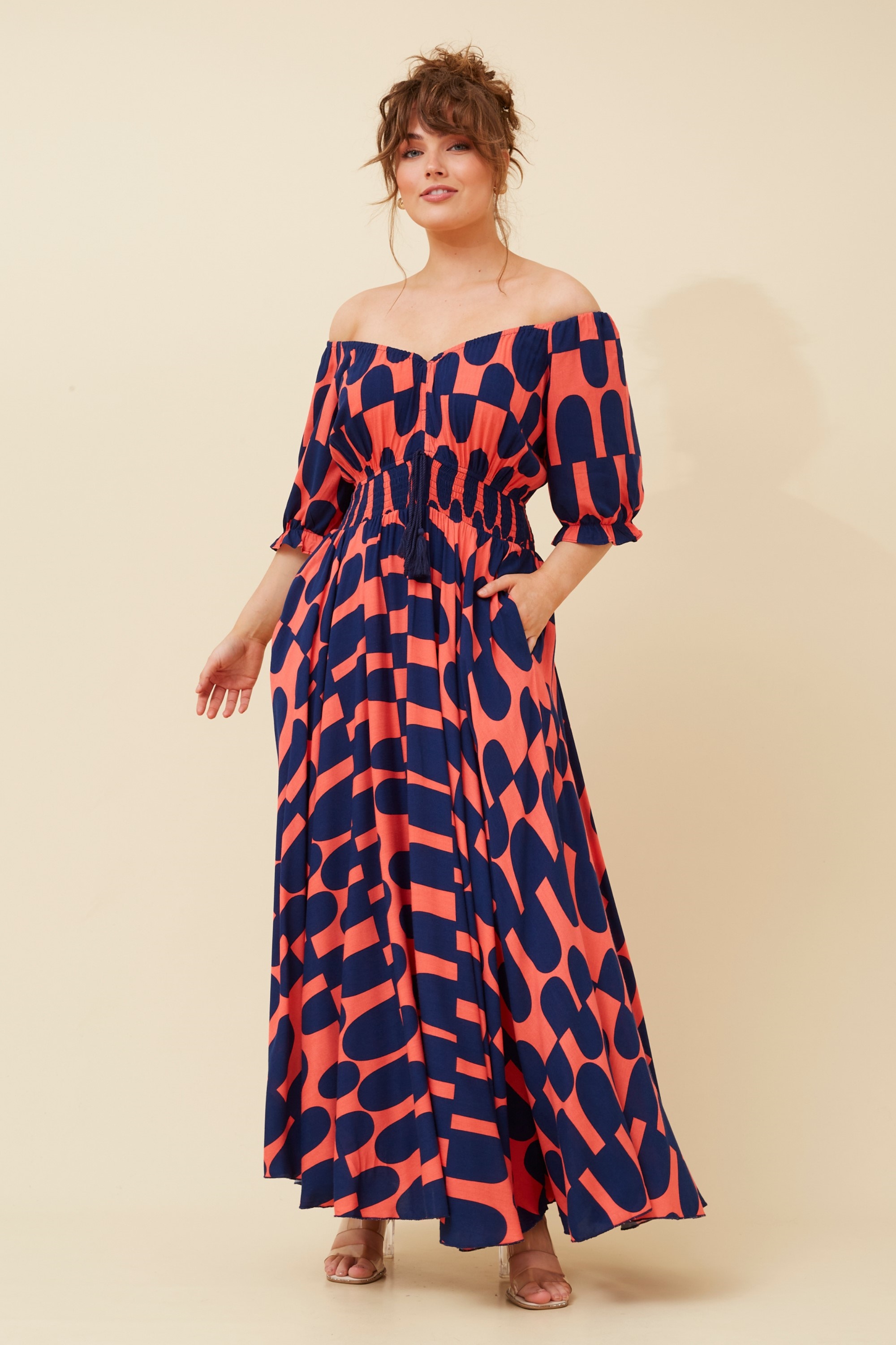 DAISY ABSTRACT PRINT MAXI DRESS