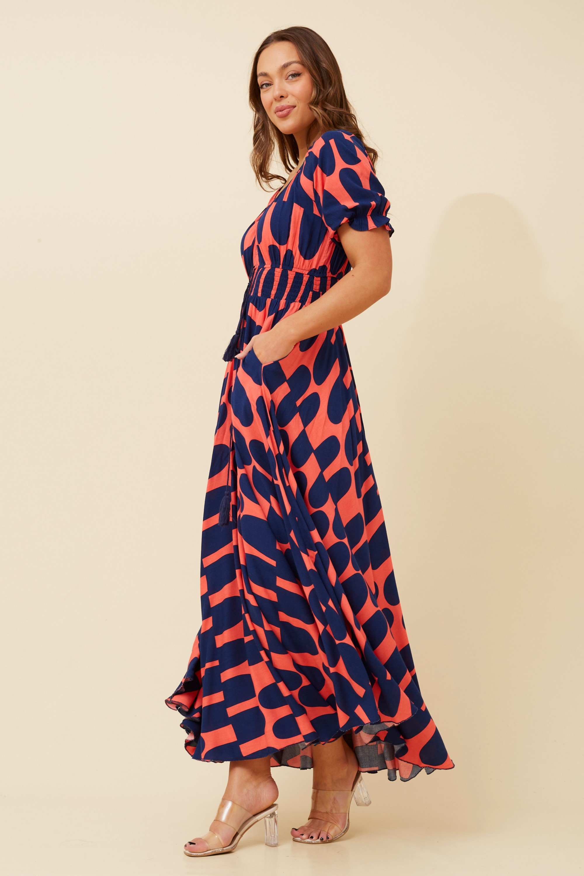 DAISY ABSTRACT PRINT MAXI DRESS