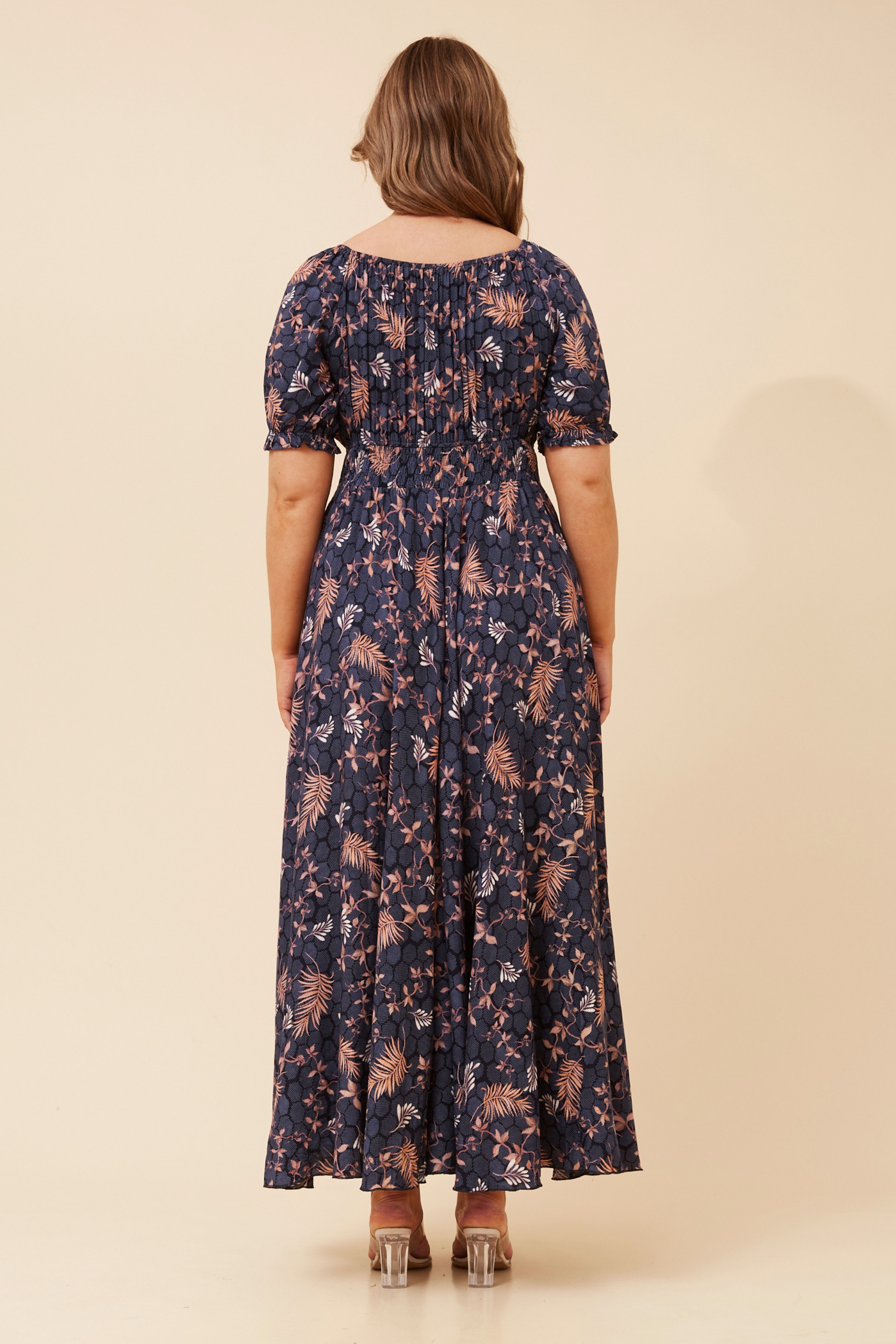 DAISY LEAF PRINT MAXI DRESS