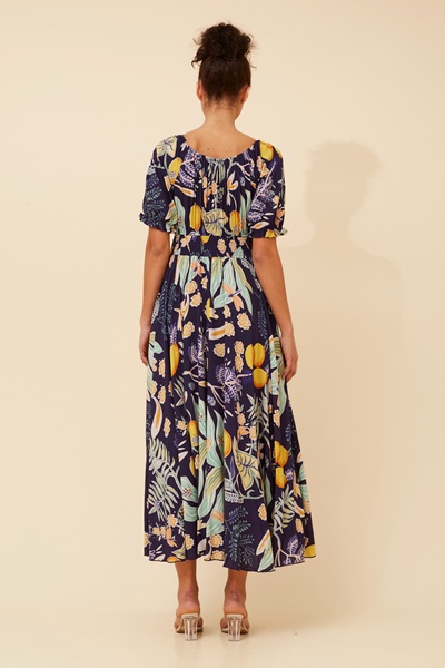 DAISY LEMON PRINT MAXI DRESS