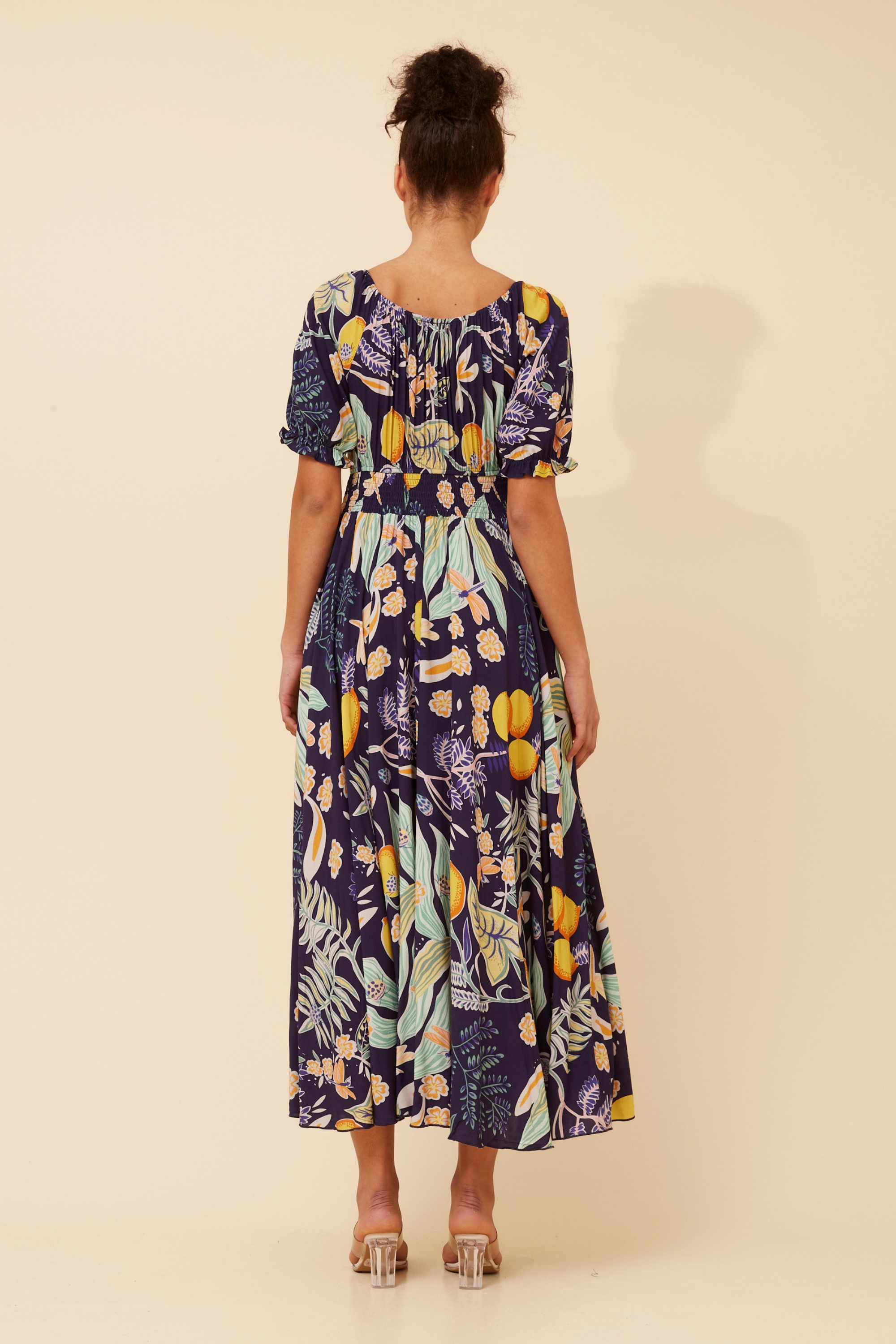 DAISY LEMON PRINT MAXI DRESS