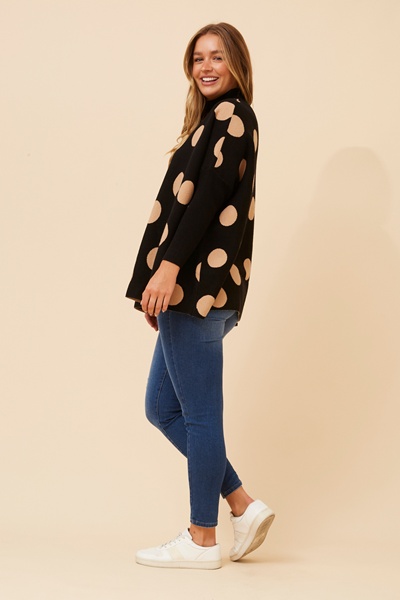 DALMINA POLKA DOT PRINT KNIT PULLOVER