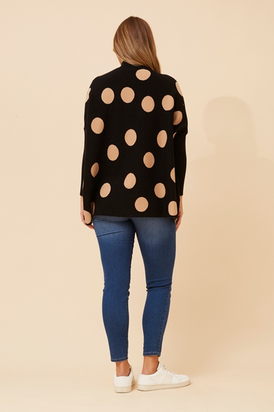 DALMINA POLKA DOT PRINT KNIT PULLOVER