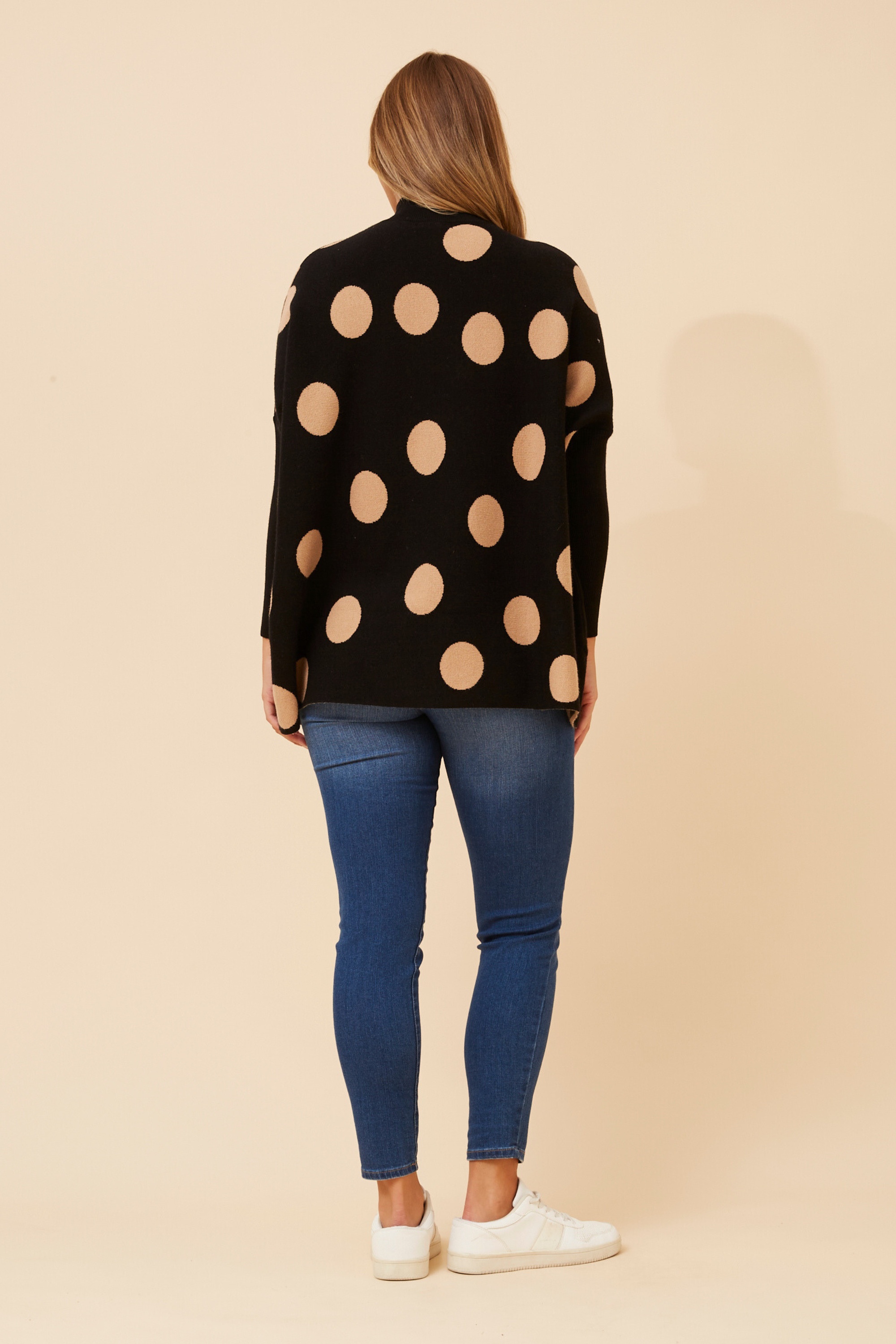DALMINA POLKA DOT PRINT KNIT PULLOVER