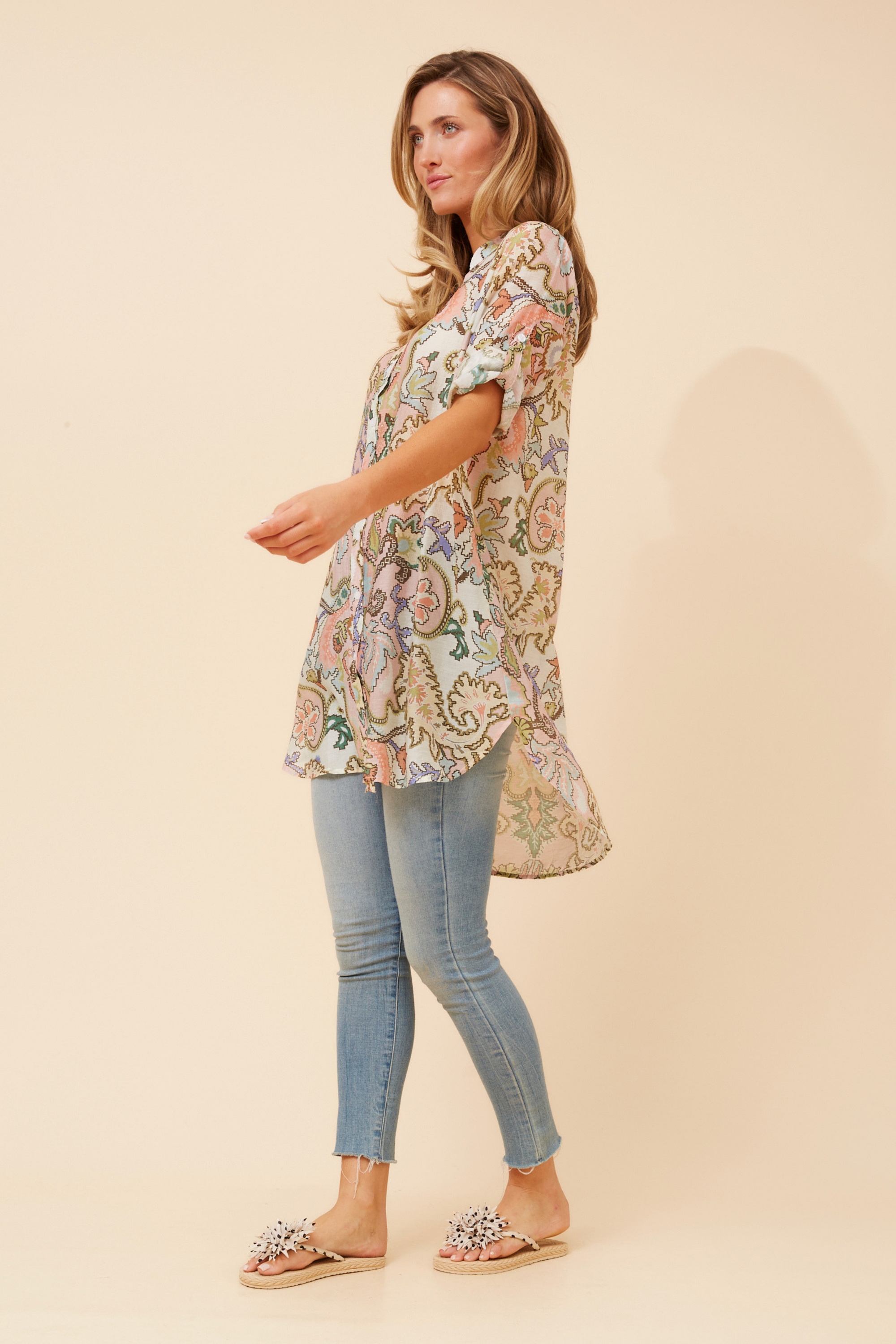 DANSON ABSTRACT PRINT TUNIC TOP