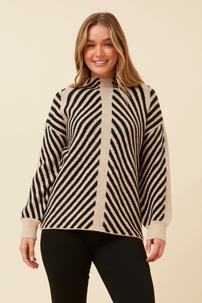 DARRELLE STRIPE PATTERN PULLOVER