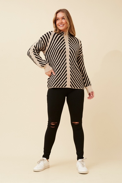 DARRELLE STRIPE PATTERN PULLOVER