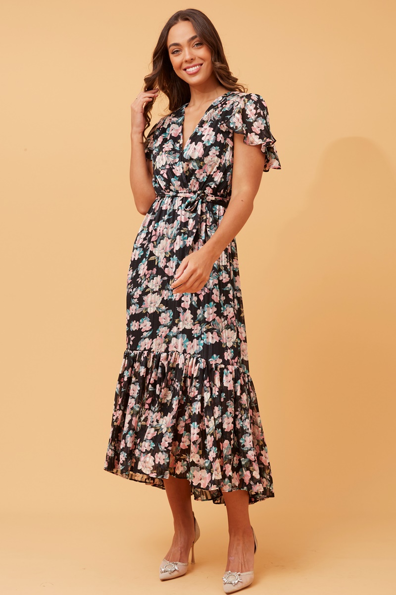 DAWN FLORAL CROSSOVER DRESS