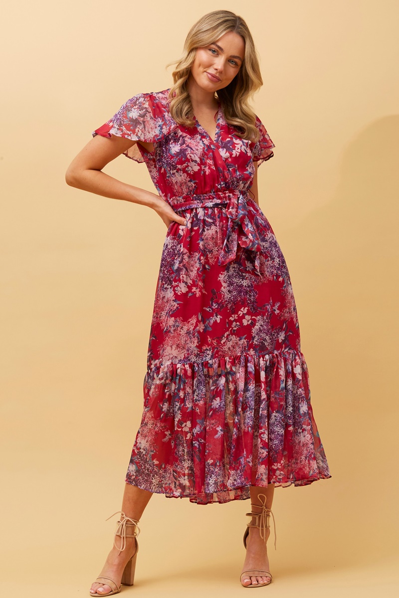 Dawn floral tiered midi dress & Buy Online & Femme Connection