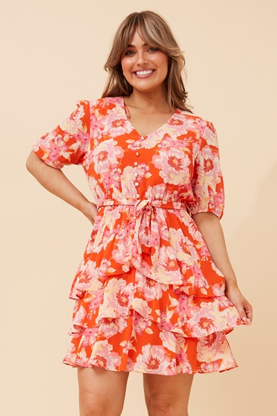 DAYANA FLORAL RUFFLE DRESS