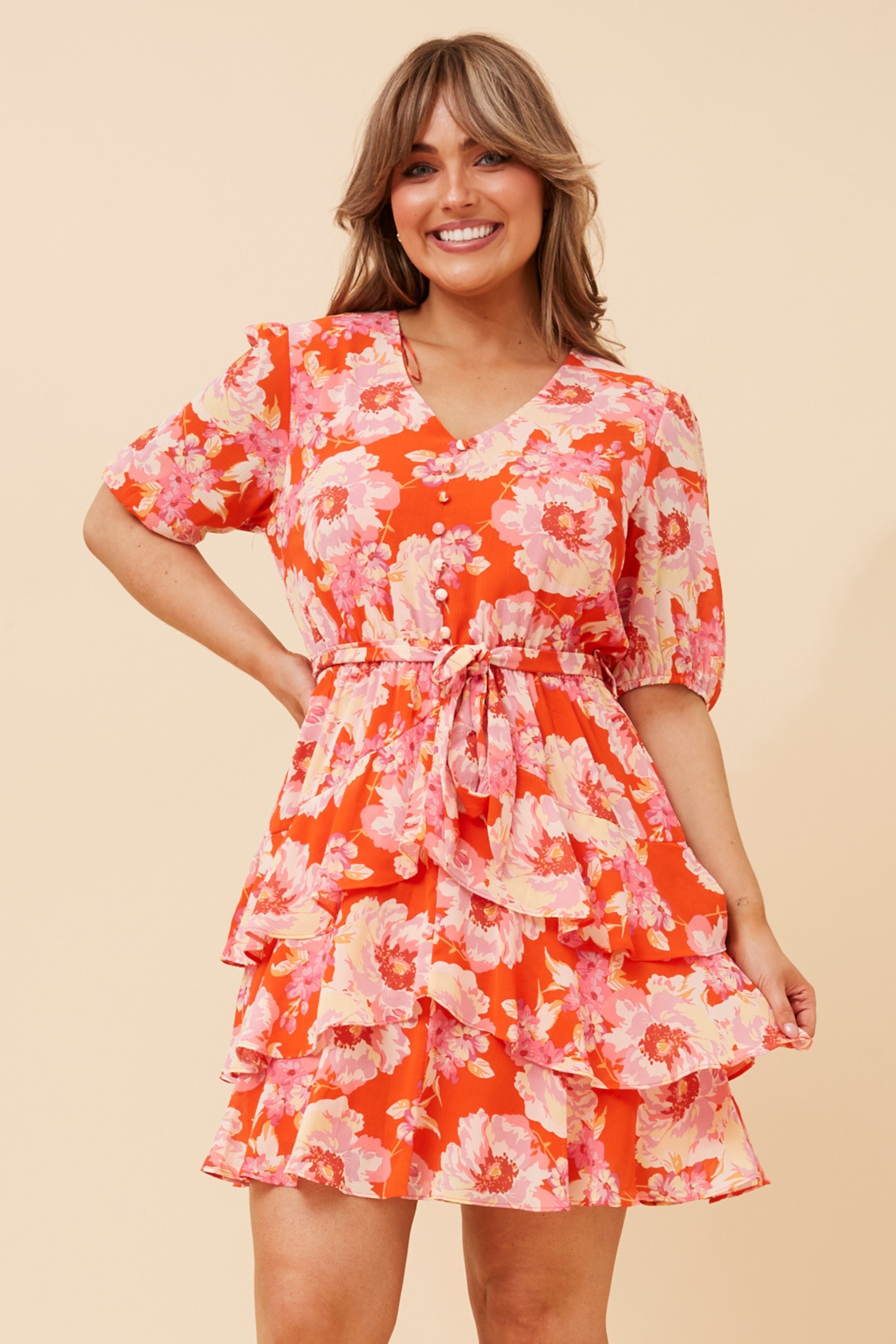 DAYANA FLORAL RUFFLE DRESS