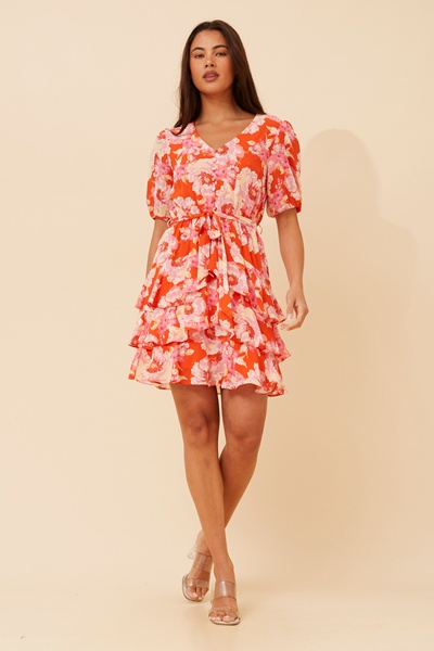 DAYANA FLORAL RUFFLE DRESS