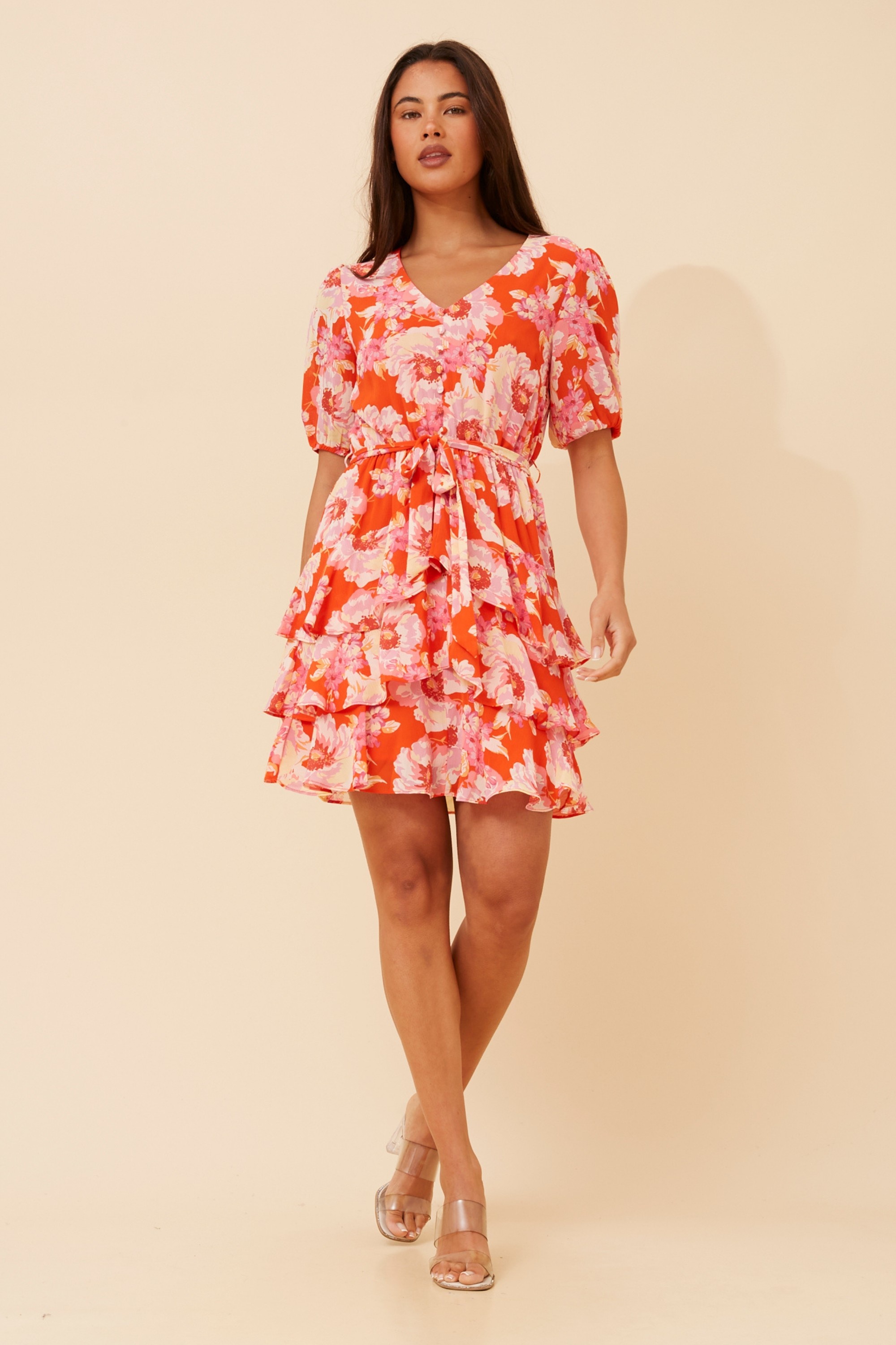 DAYANA FLORAL RUFFLE DRESS