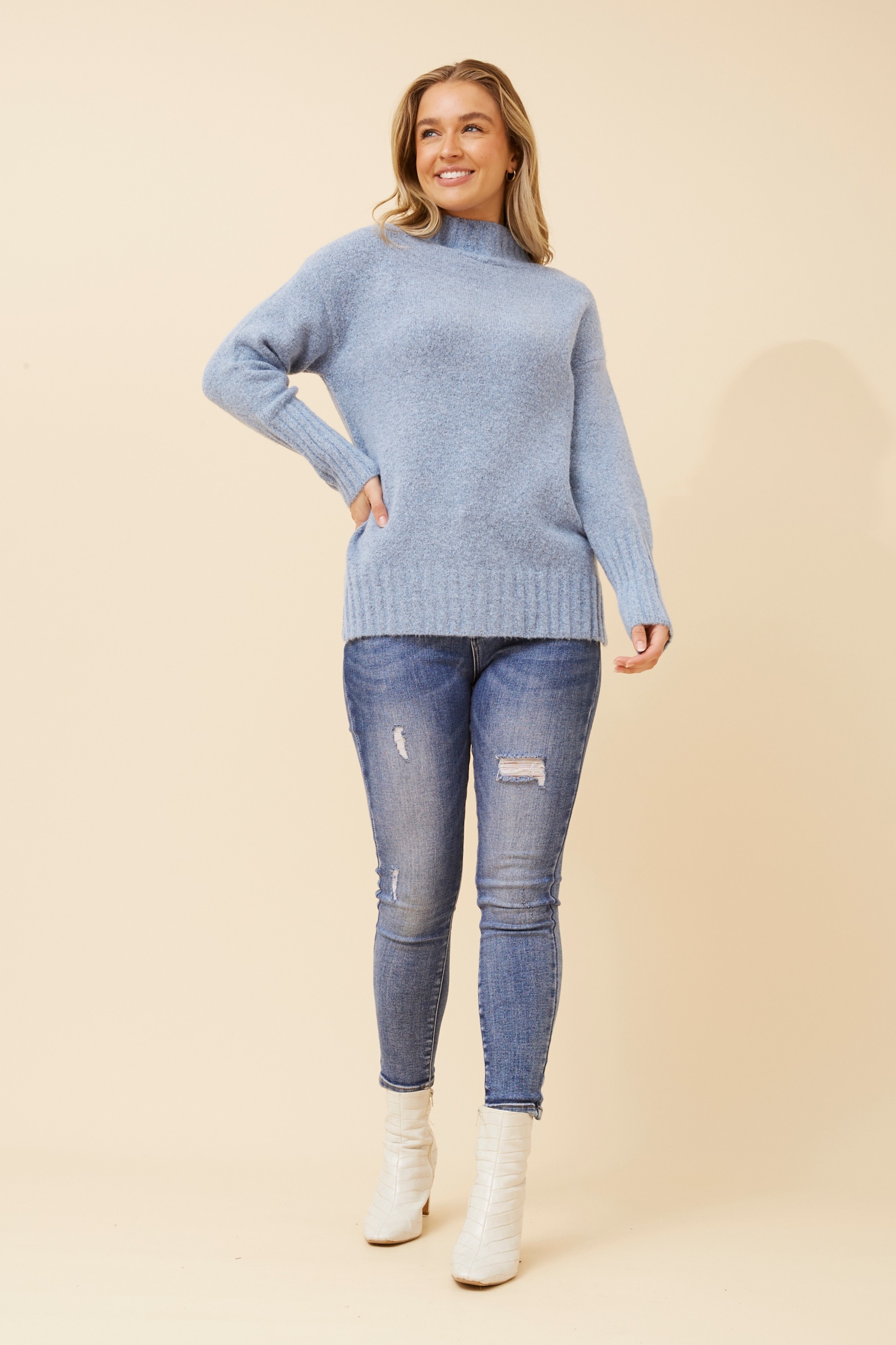 DEJA SOLID KNIT PULLOVER