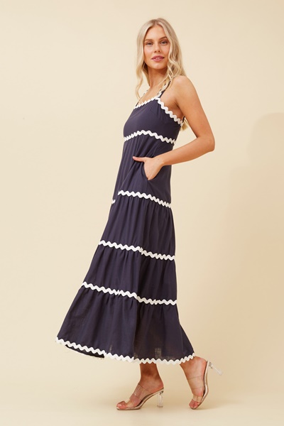 DELMA RIC RAC TIERED DRESS