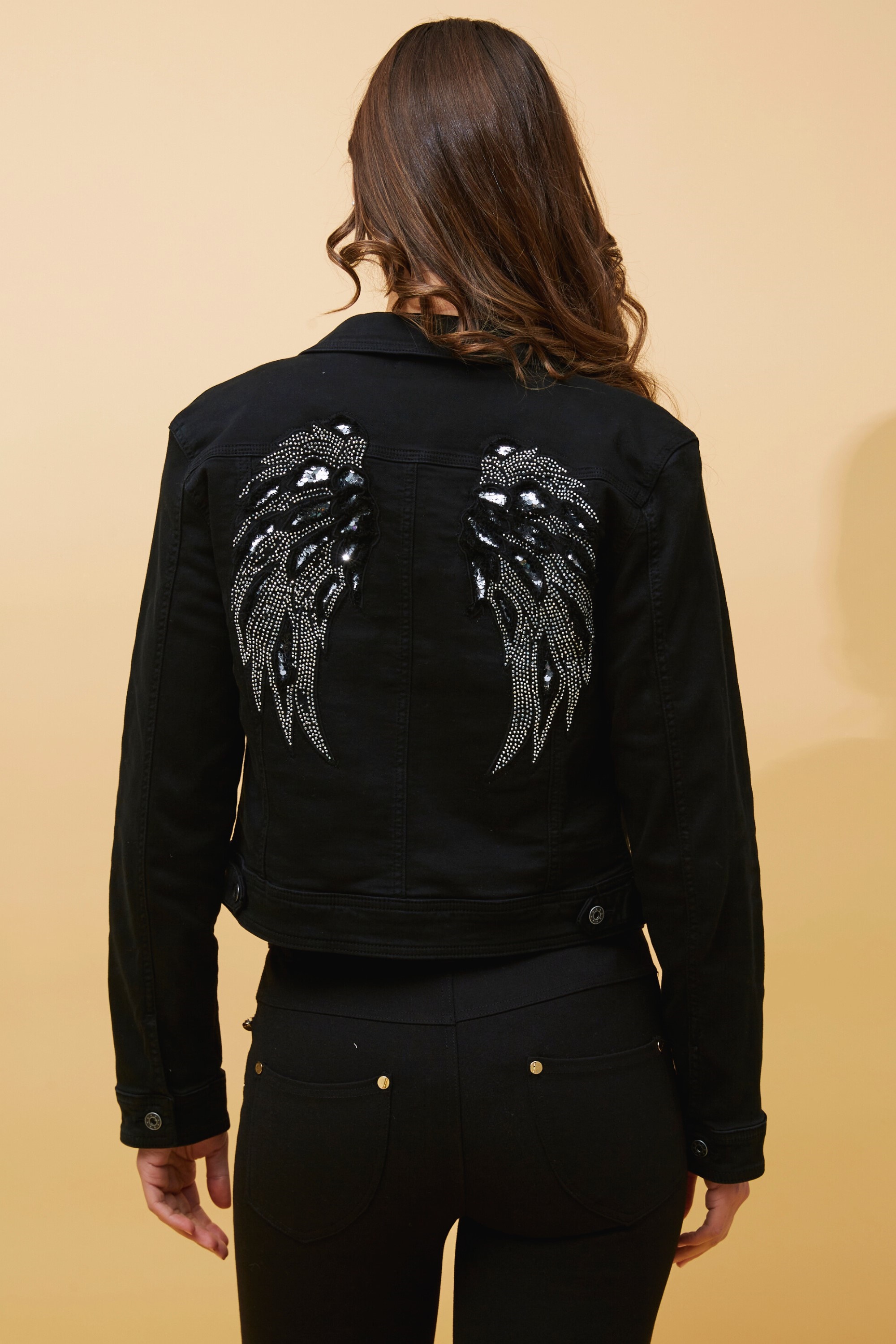 DESTINY SEQUIN WING DENIM JACKET