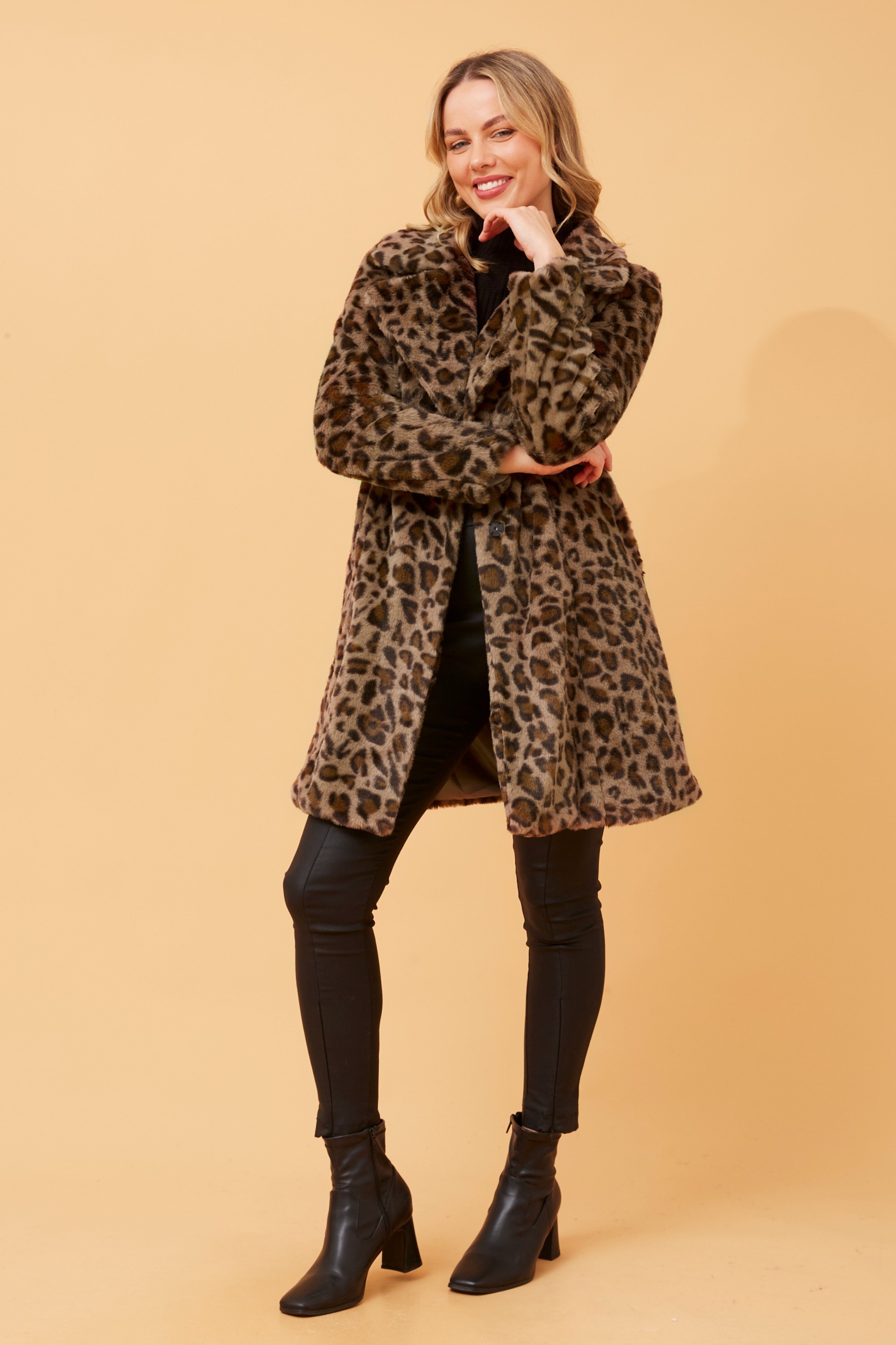 Leopard print coat faux fur hotsell