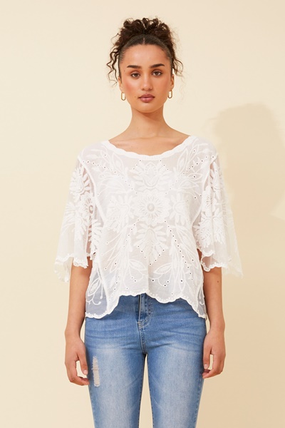 DEVONA LACE EMBROIDERED TOP