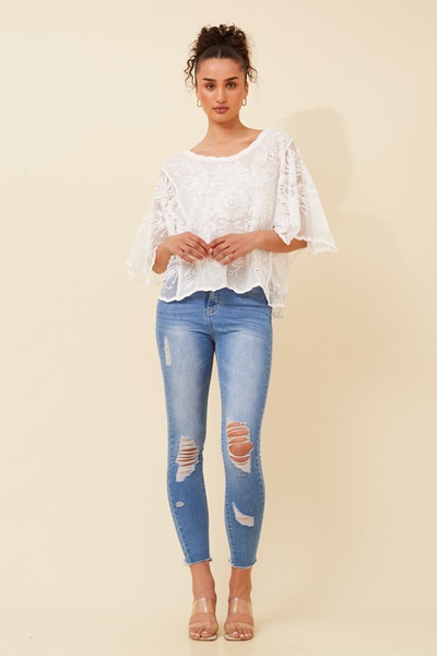 DEVONA LACE EMBROIDERED TOP