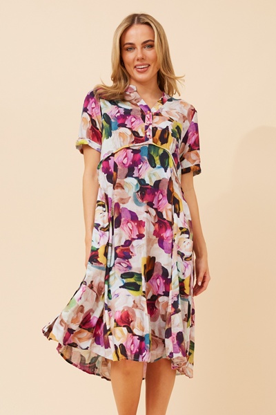 DIEM ABSTRACT PRINT MIDI DRESS