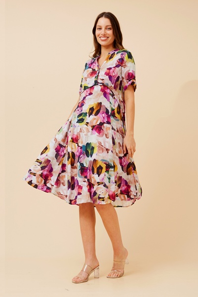 DIEM ABSTRACT PRINT MIDI DRESS