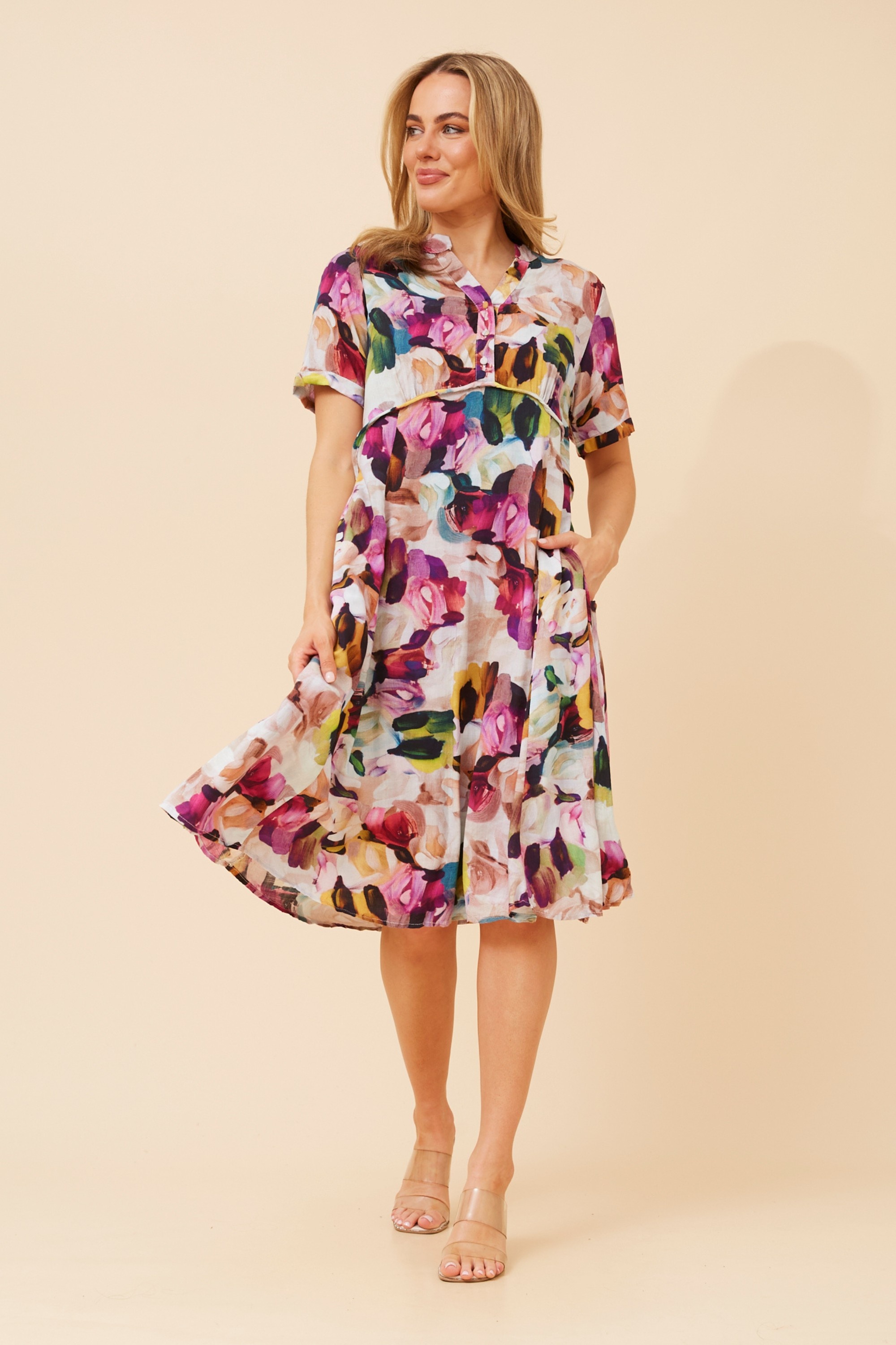 DIEM ABSTRACT PRINT MIDI DRESS
