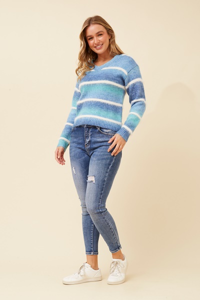DILARA STRIPE KNIT PULLOVER