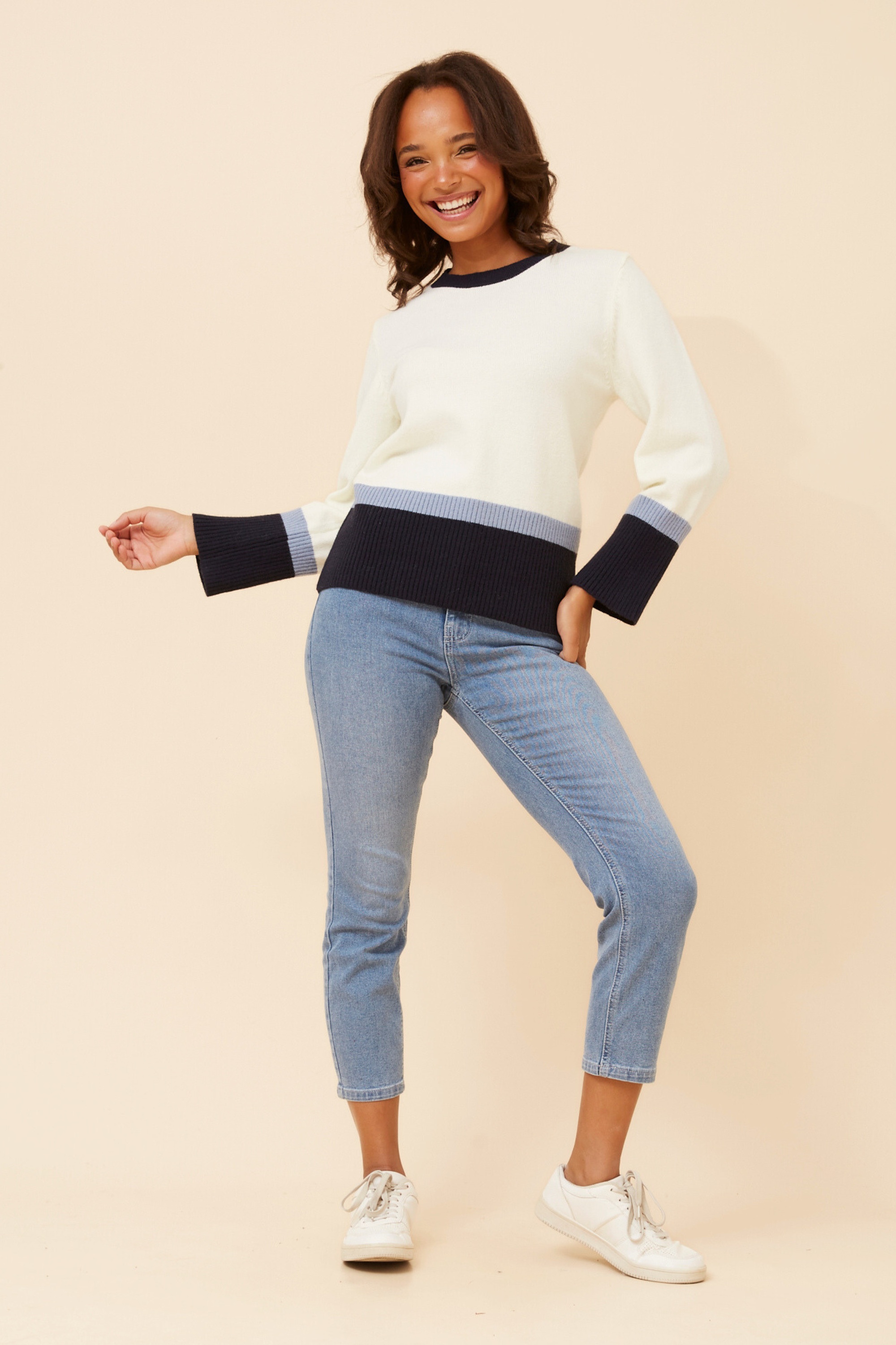DIMONA COLOURBLOCK KNIT PULLOVER