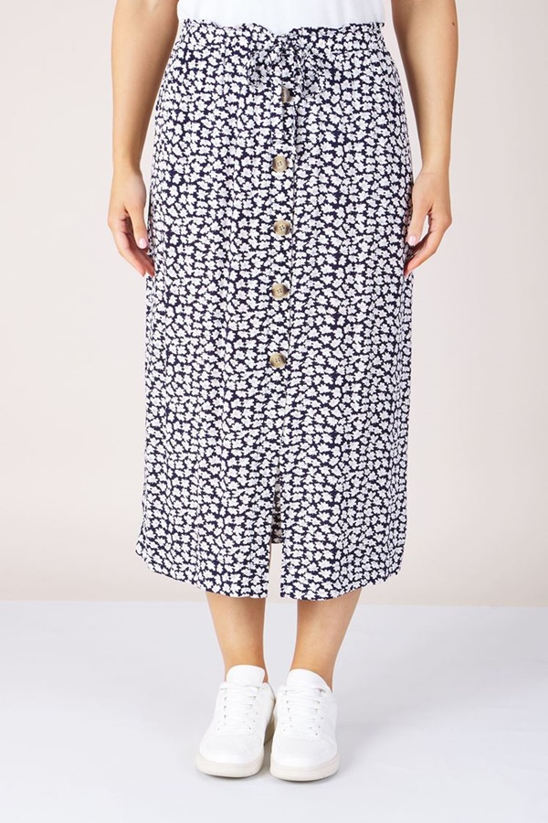 DITSY FLORAL BUTTON FRONT SKIRT